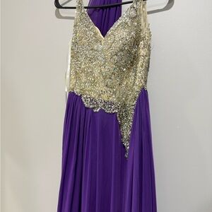 Purple and Gold Sequin Gown